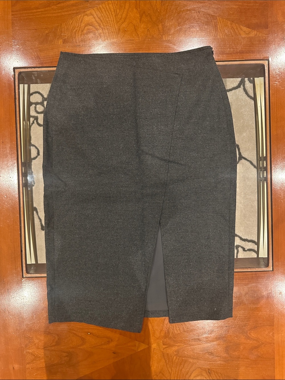 Aritzia Babaton Classic Grey Pencil Skirt with Front Slit